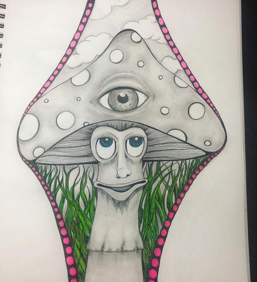 mushroom third eye third-eye chakra art drawing