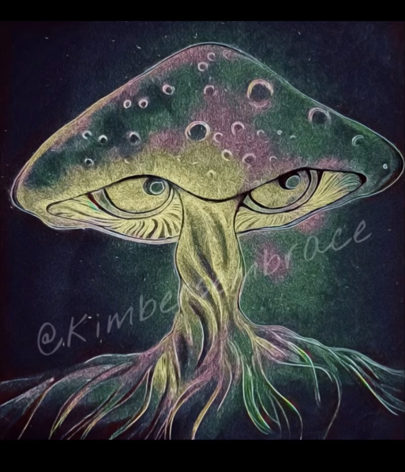 drawing mushroom oil slick art